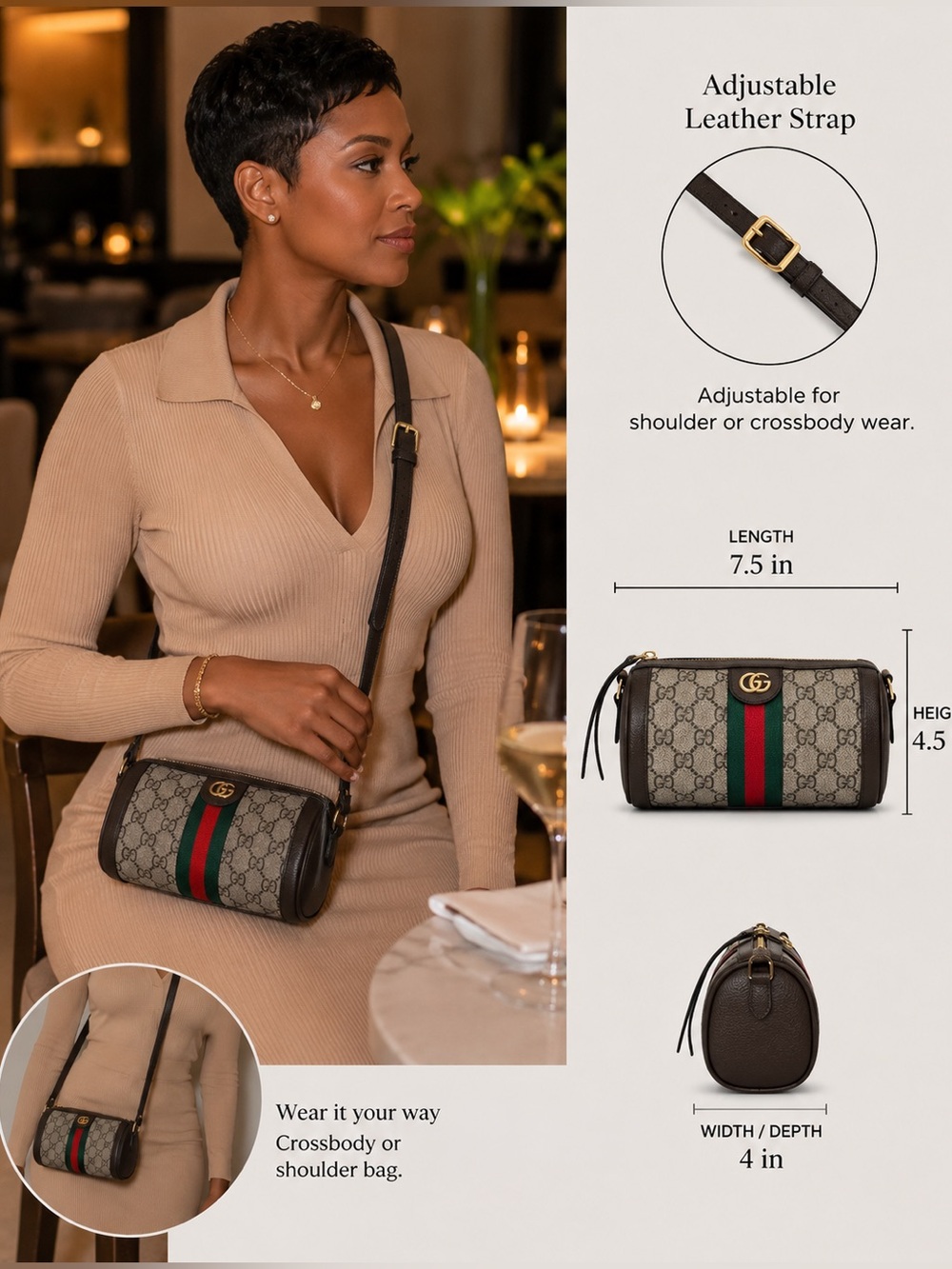 Monogram Barrel Crossbody Bag with 2 Straps - Picture 7 of 13